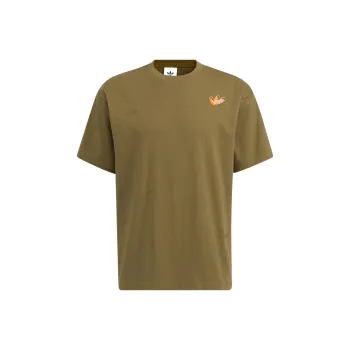 Adidas Originals Drop Shoulder Sleeve T Shirt Unisex Dark Olive Green