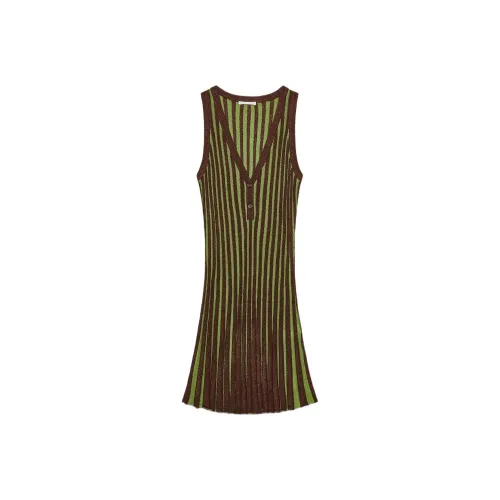 ZARA Sleeveless Dress Women's Brown/Green