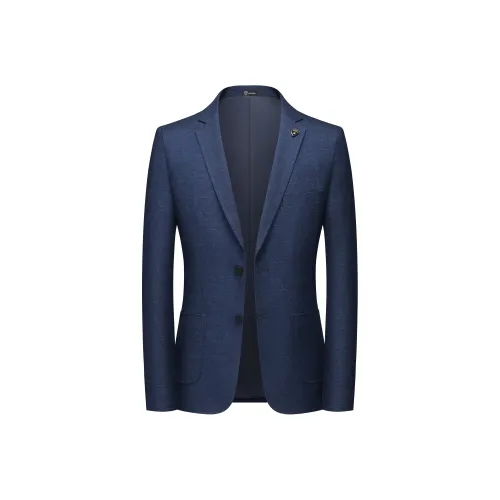 Automobili Lamborghini Business Suit Men's Navy Blue Plaid