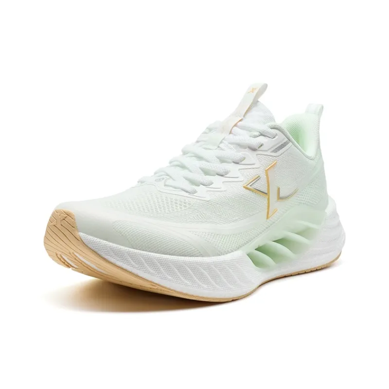 XTEP Cushioned Wear Resistant Breathable Low Top Casual Training Sprint Running Shoes Women's White Green-1