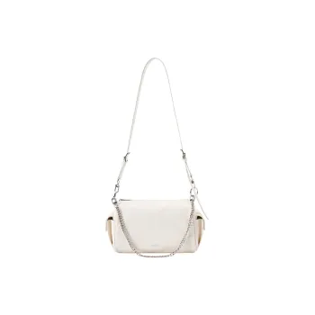 SEM/R Synthetic Leather Shoulder Bag Large Size Women's Raw White/Walnut Brown/Black