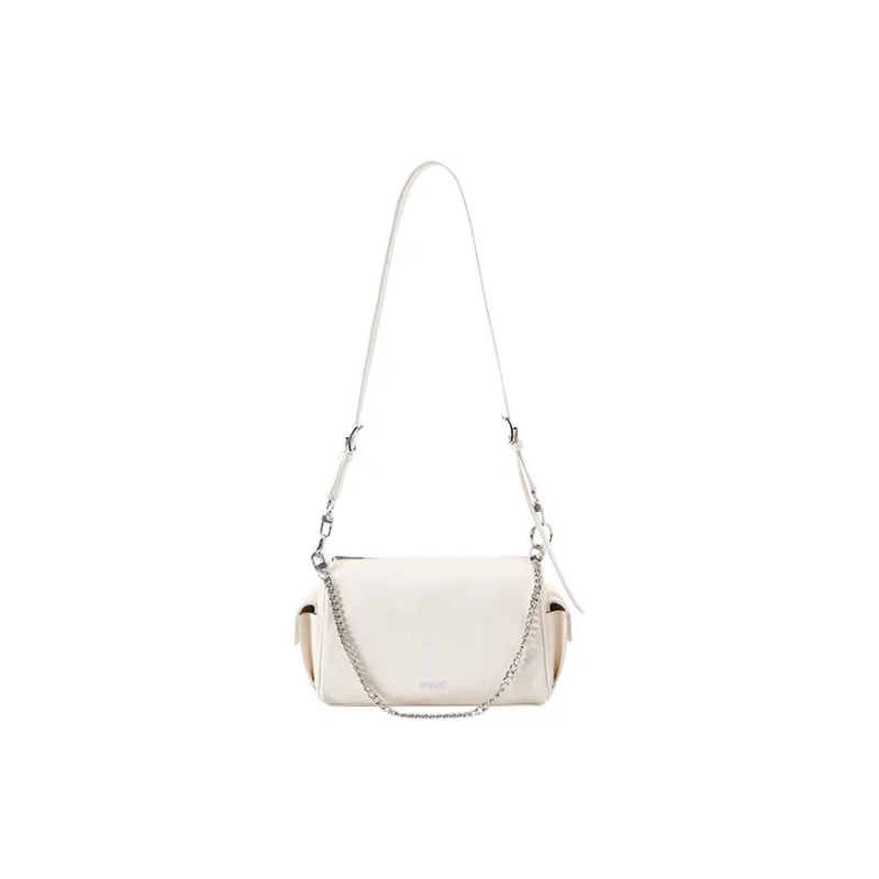 SEM/R Synthetic Leather Shoulder Bag Tubas Women's Raw White/Walnut Brown/Black-0