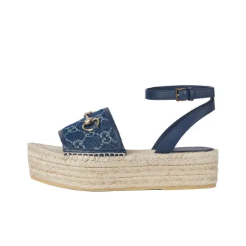 GUCCI Horsebit One Strap Sandals 4.5cm Women's Blue