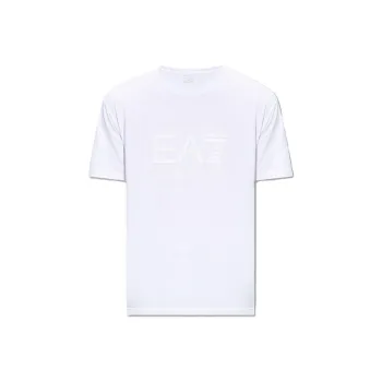 EMPORIO ARMANI EA7 Logo Print Crew Neck Slim Fit Short Sleeved T Shirt T Shirt Men's White