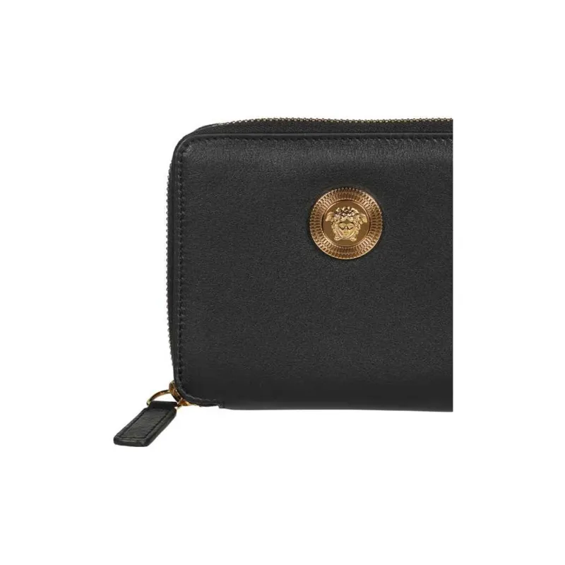 VERSACE VERSACE Calfskin Card Holder Wallet Men's Black-3