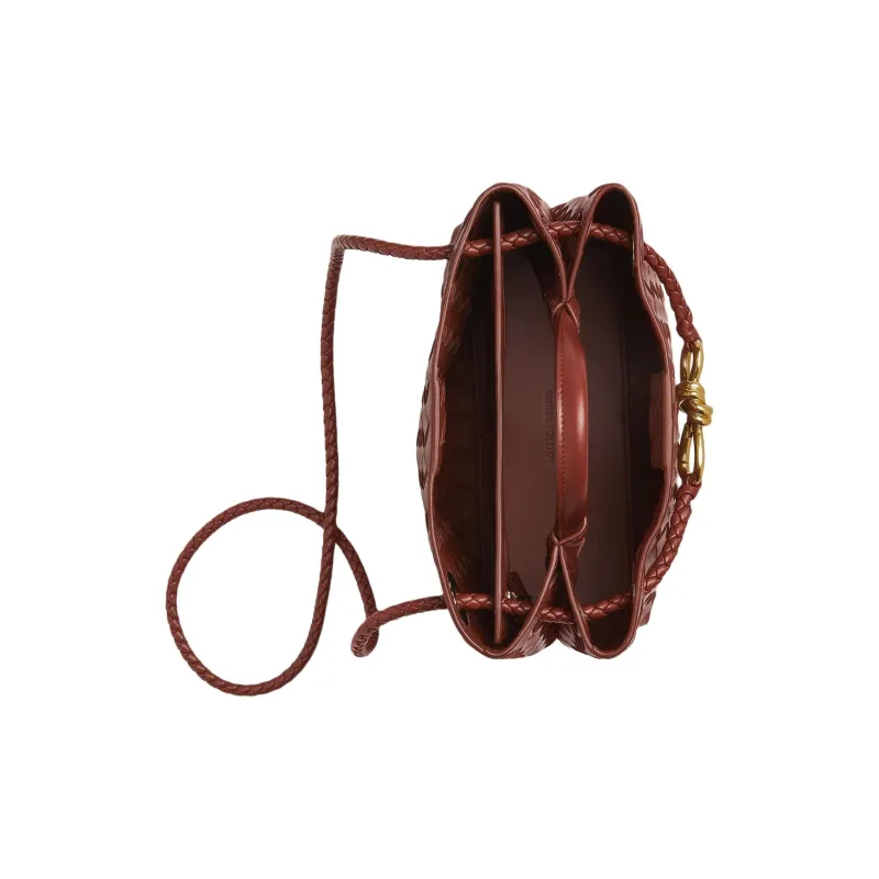 Bottega Veneta Andiamo Series Sheepskin Shoulder Bag Crossbody Bag Handbag Small Size Women's Sapele Red-1
