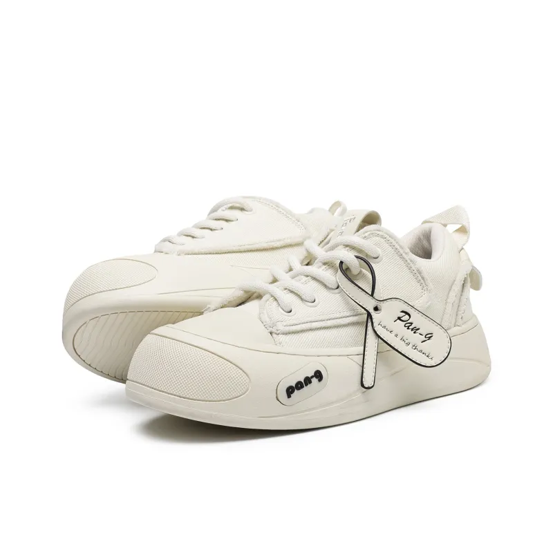 JIPOSEN Low Top Canvas Shoes Unisex White-2