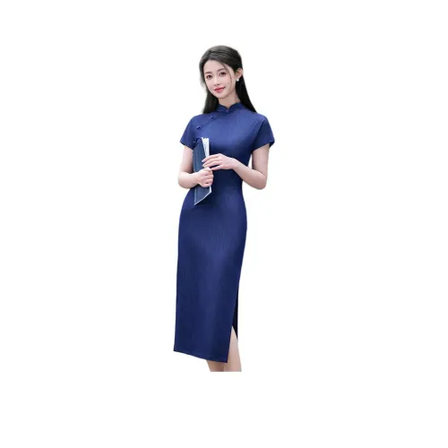 ENEESSI Spring Summer Release Cheongsam Women's Dark Blue Gray