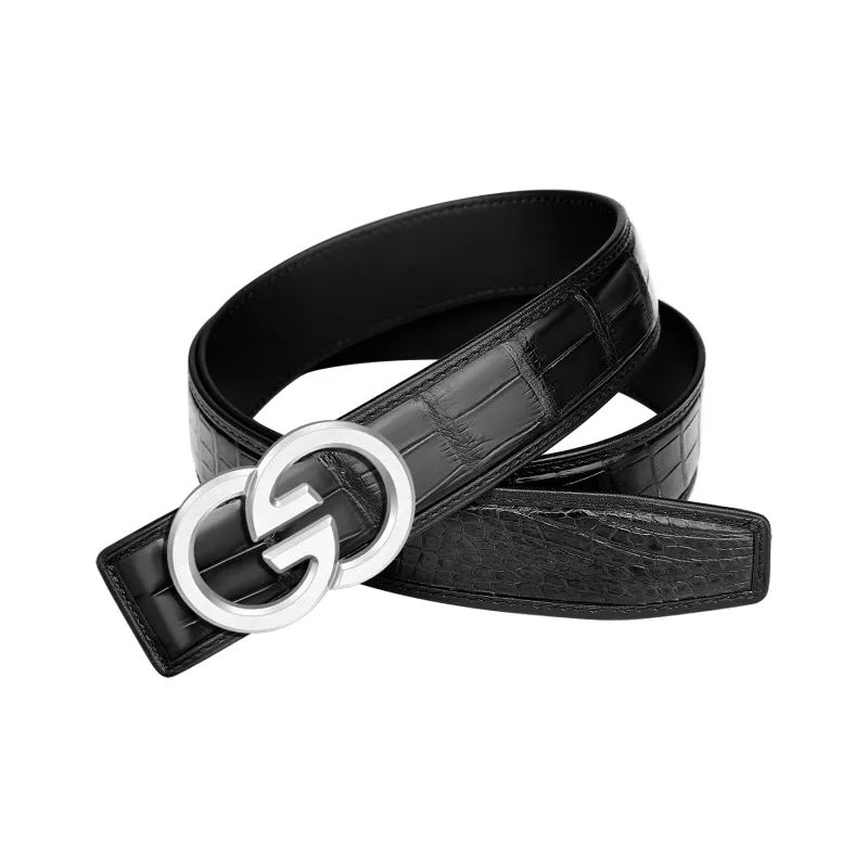 CATELLES Crocodile Leather Belts Men's 3.5cm-3