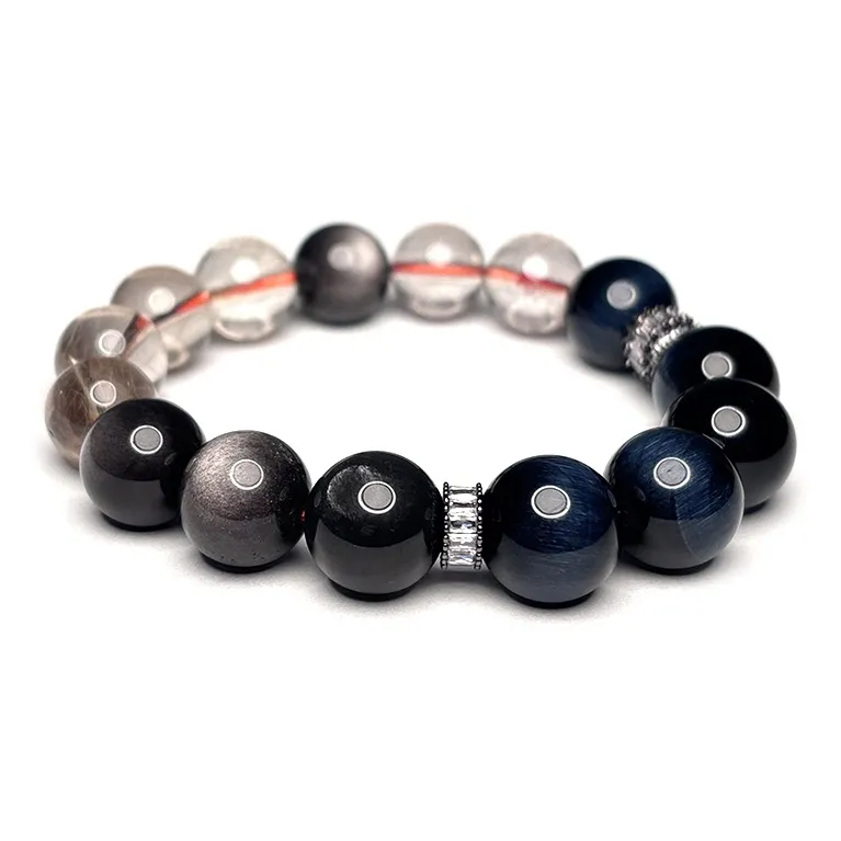 MOUNTAINS AND MANS Tiger's Eye Stone Luxury Good Luck Beaded Bracelet Unisex-1