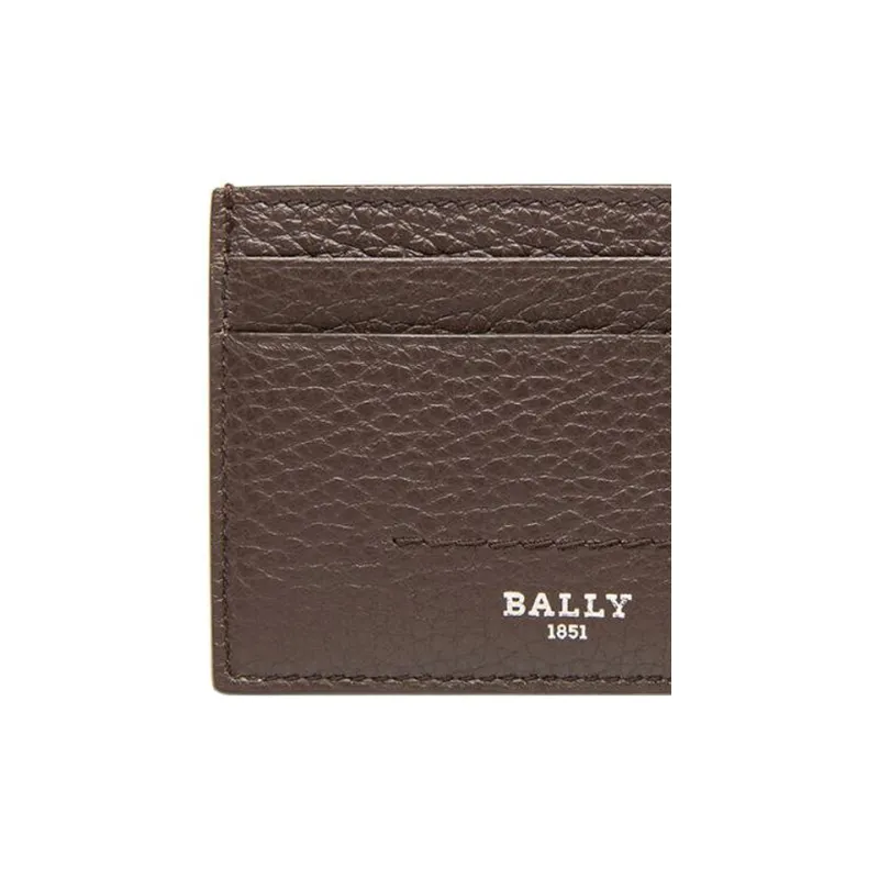 BALLY Leather With Deerskin Card Holder Men's Brown-4