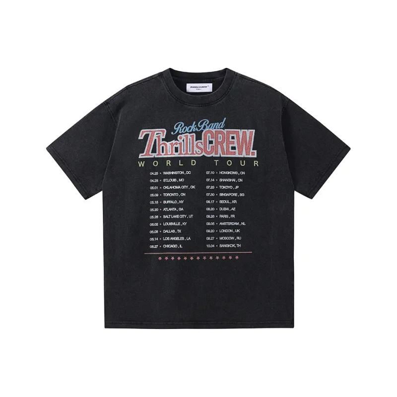 Thrillscrew T-Shirts Unisex Washed Black-0