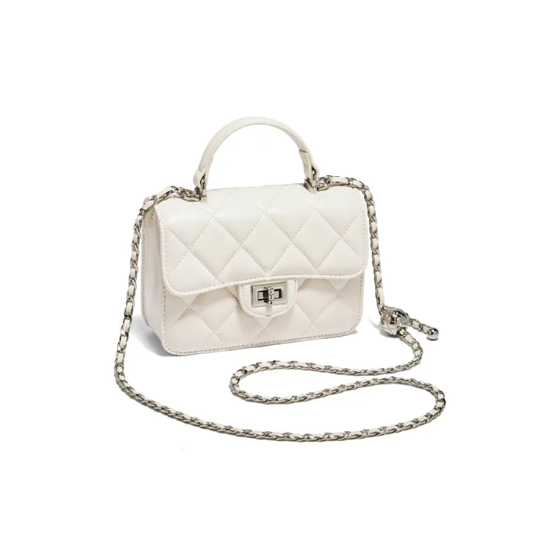 FOXER Synthetic Leather Handbag Regular Women's White/Black-5