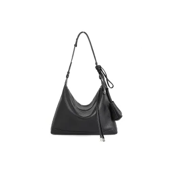 YOCAMU Top Grain Cow Leather Tote Crossbody Bag Shoulder Bag Regular Women's Black/Cookie