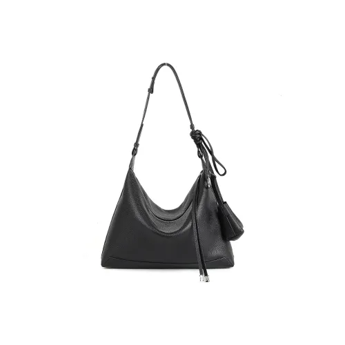 YOCAMU Top Grain Cow Leather Tote Crossbody Bag Shoulder Bag Regular Women's Black/Cookie