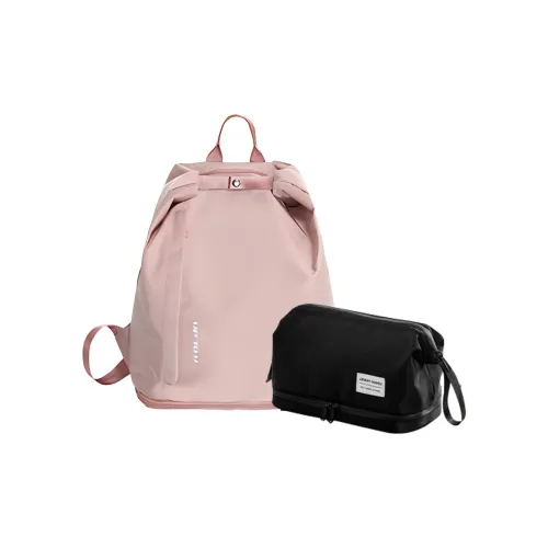 LOHAS Travel Fabric Double-Shoulder Backpack Swim Bag Gym Bag Large Size Unisex Black/Lotus Color/Sky Blue