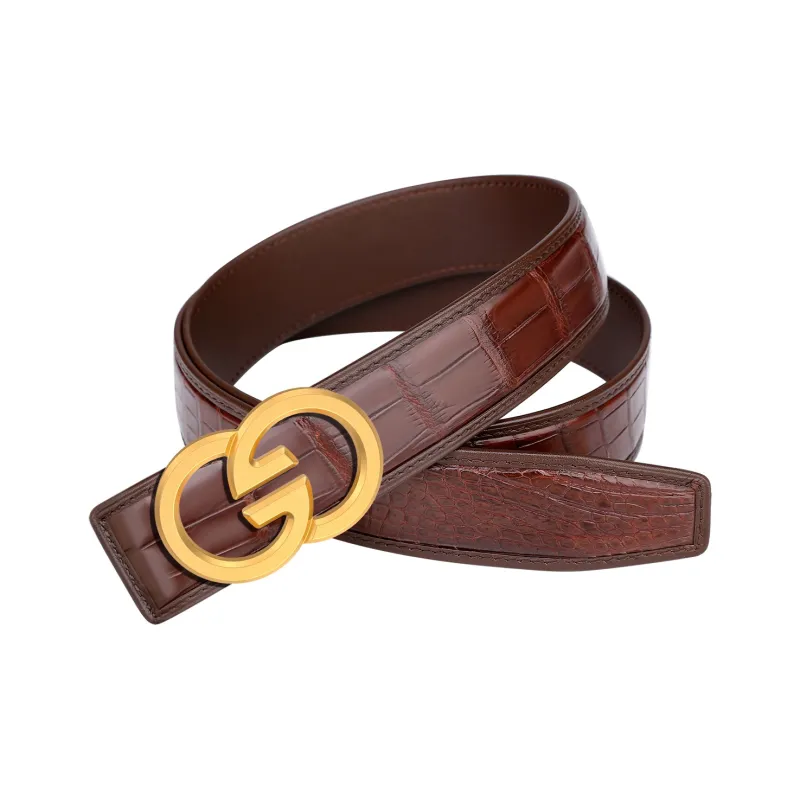 CATELLES Crocodile Leather Belts Men's 3.5cm-9