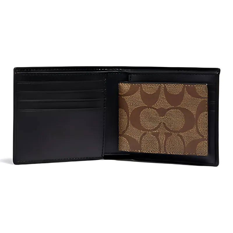 COACH X Guang Yu 3 IN 1 Wallet Canvas Wallet Men's Brown-3