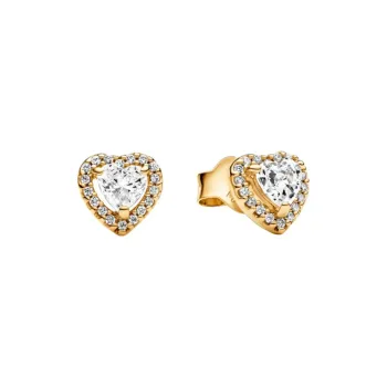 Pandora Gold Plated, Copper Silver Alloy, Synthetic Cubic Zirconia Stud Earrings Unisex Gold