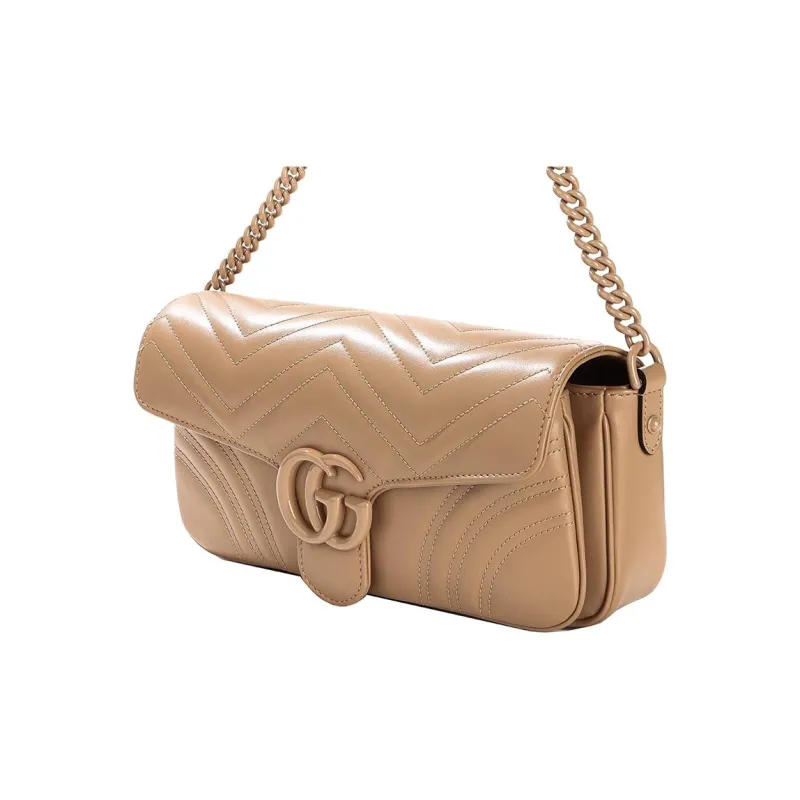 GUCCI Marmont Calfskin Shoulder Bag Women's Brown-2