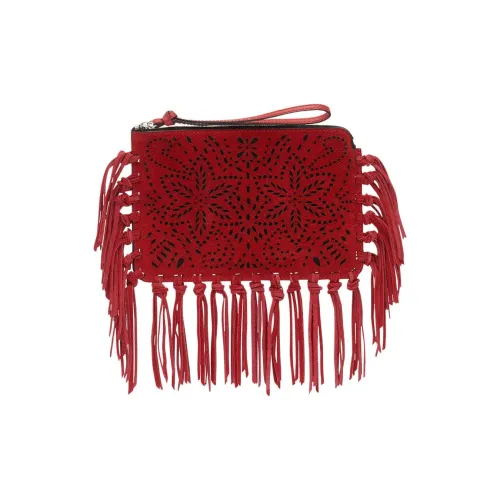 ISABEL MARANT Suede Calfskin Clutch Women's Red