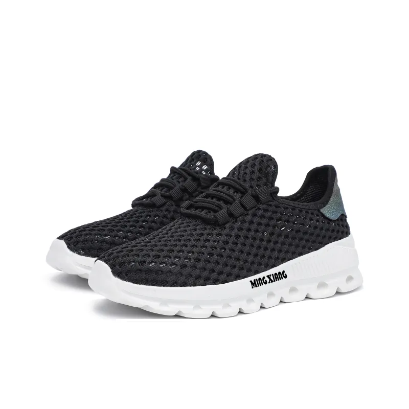 Singing Slip Resistant Breathable Low Top Casual Shoes Unisex Black White-2