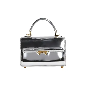 MARNI Cow Leather Shoulder Bag Crossbody Bag Handbag Mini Women's Silver