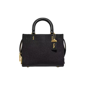 COACH Rogue Leather One Shoulder Handbags Medium Size Women's Black
