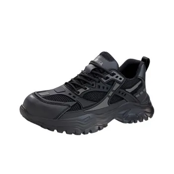 GUYISA Non slip, Wear resistant, Impact resistant Low Top Chunky Sneakers Men's Black