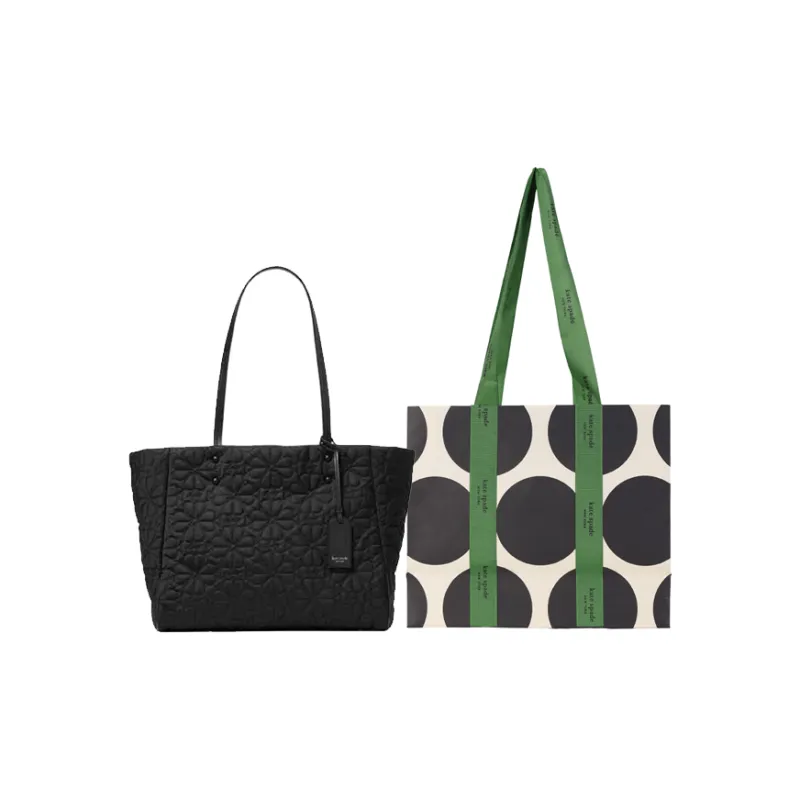 Kate Spade Fabric Tote Bag, Shopping Bag, Handbag, Shoulder Bag Medium Size Women's Black-6