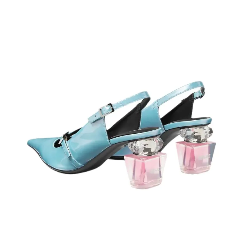 FANSIZHE BRIGHT CRYSTAL Irregular Heel High Heels 7cm Women's Blue-3