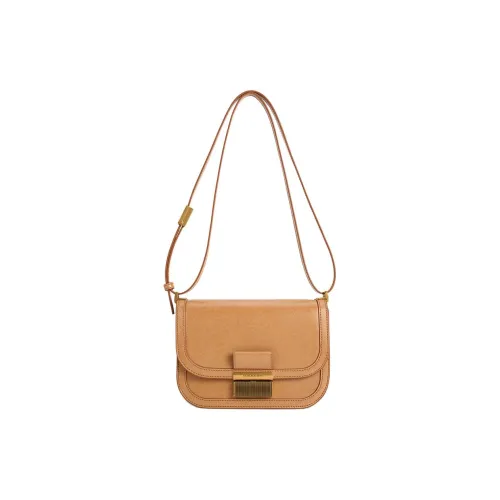 CHARLES&KEITH Polyurethane Synthetic Leather Tofu Bag, Crossbody Bag, Shoulder Bag Women's Medium Umber