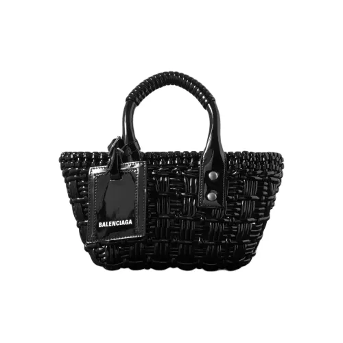 Balenciaga BISTRO Faux Patent Leather Tote Bag Shopping Bag Shoulder Bag Crossbody Bag Handbag Extra Mini Women's Black