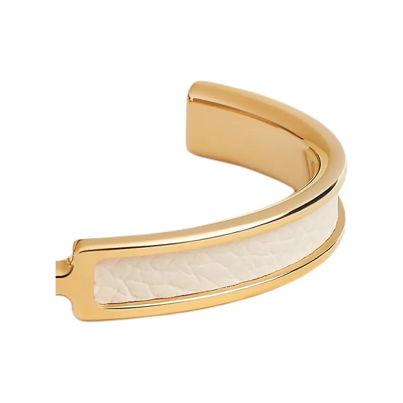 HERMES Calfskin Bangles Unisex Gold-1