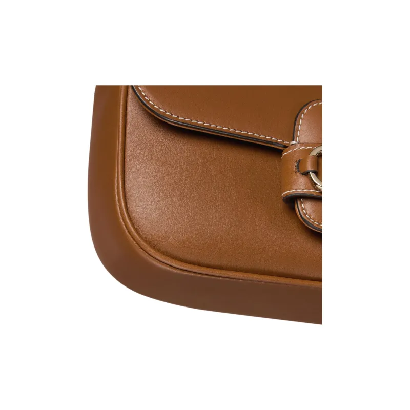 GUCCI Horsebit 1955 Leather Shoulder Bag, Crossbody Bag, Handbag Trumpets Women's Brown-6
