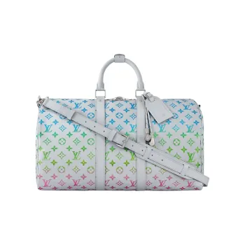 LOUIS VUITTON Leather Trim Travel Bag Men's Gray & Multicolor