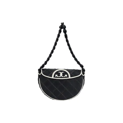TORY BURCH Fleming Leather Crescent Bag Shoulder Bag Portable Crossbody Bag Shoulder Bag Mini Women's Black