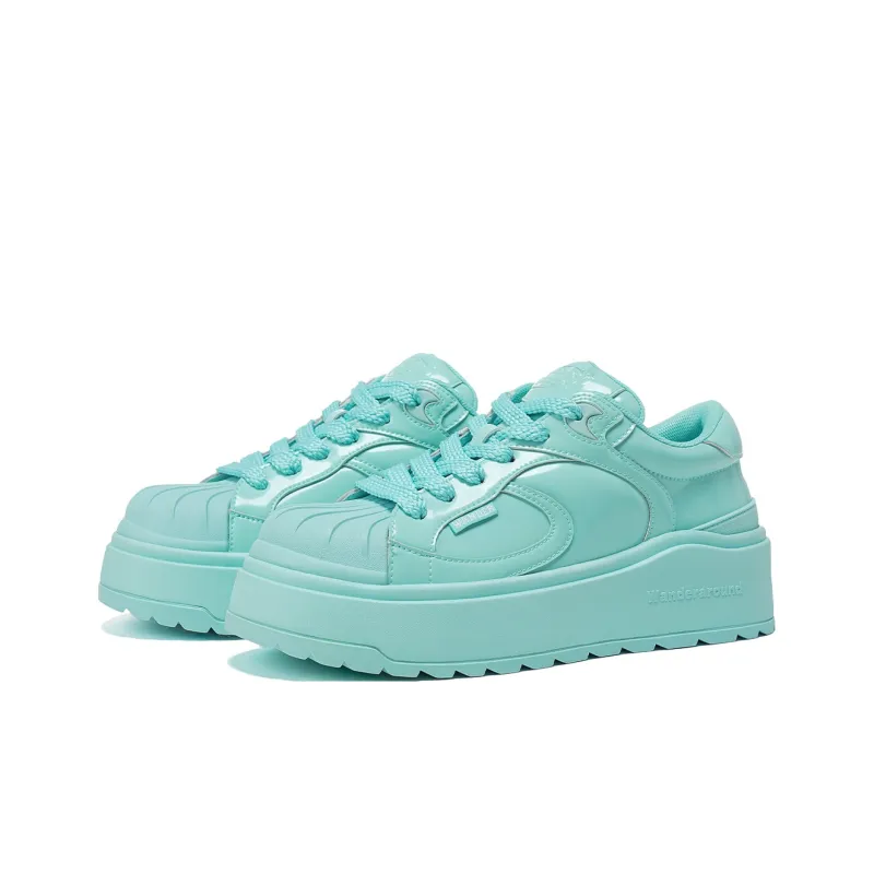 WANDER AROUND Slip Resistant, Abrasion Resistant, Breathable Low Top Skateboard Shoes Unisex Glacier Green-2