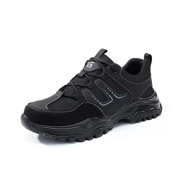 GUYISA Non slip, Wear resistant, Impact resistant Low Top Chunky Sneakers Unisex Black-1