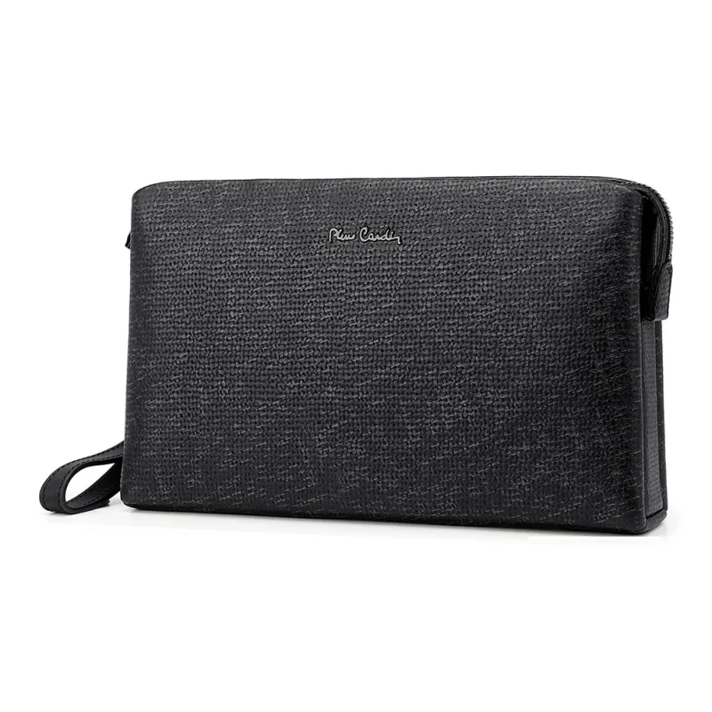 PIERRE CARDIN Top Grain Cow Leather Clutch Men's Black-1