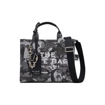 MARC JACOBS Fabric Tote Bag Shopping Bag One Shoulder Handbag Medium Size Women's Light Gray