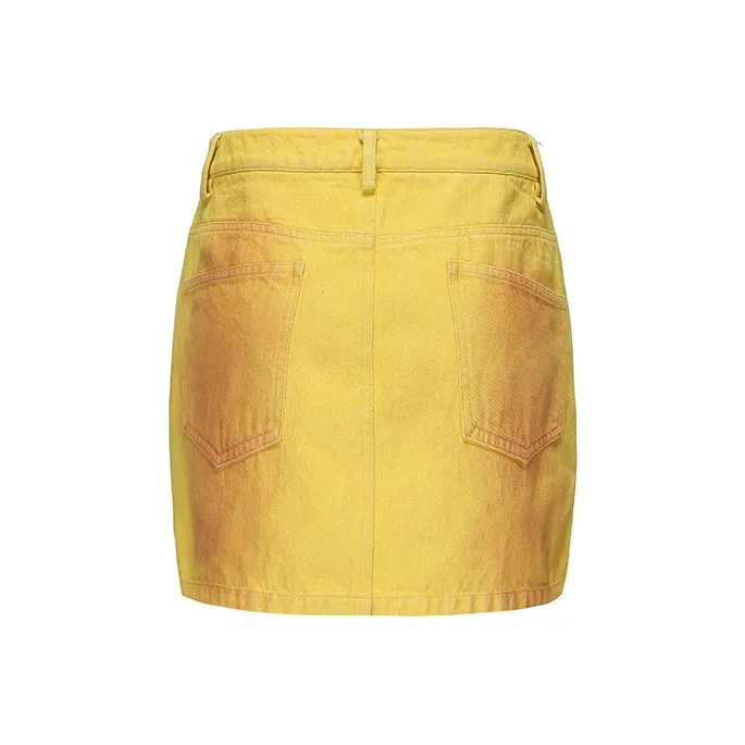 VANN VALRENCÉ Denim Short Skirts Women's Yellow-1