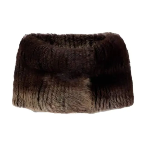 SAINT LAURENT Wool Silk Scarves Women's Brown