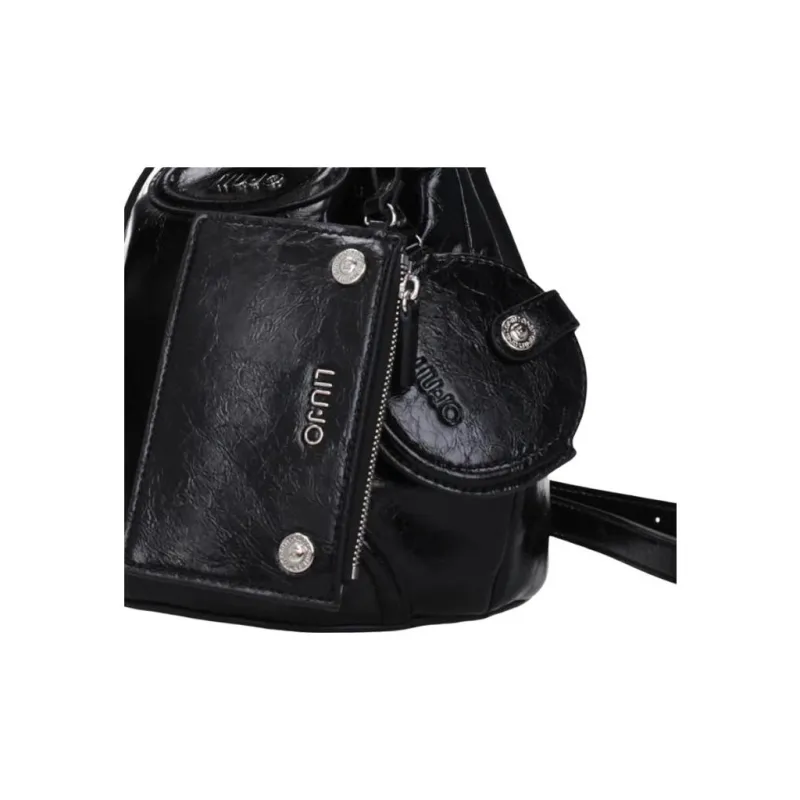 LIU·JO Polyester Bucket Bag, Shoulder Bag, Crossbody Bag Mini Women's Black & Silver-3