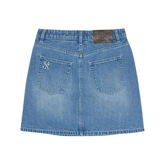 MLB New York Yankees SS25 Denim Short Skirts Women's Light Blue-1