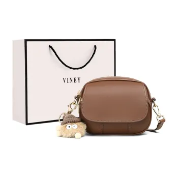VINEY Cow Leather Small Round Bag Shoulder Bag Crossbody Bag Regular Women's Coffee
