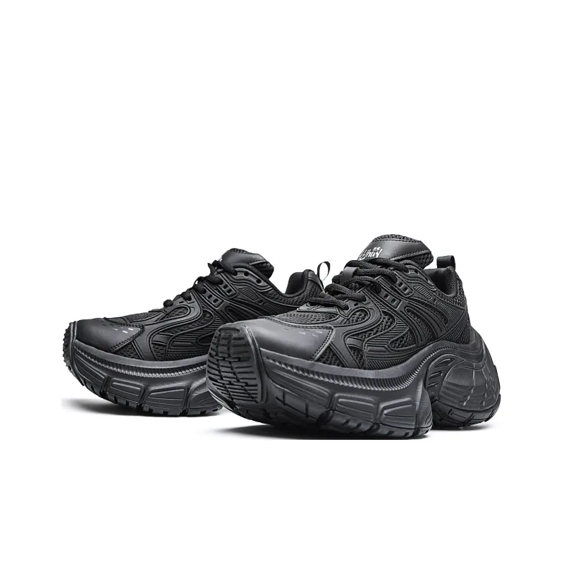 MVA Slip Resistant, Abrasion Resistant, Breathable, Impact Resistant, Lightweight Low Top Chunky Sneakers Unisex Black-2