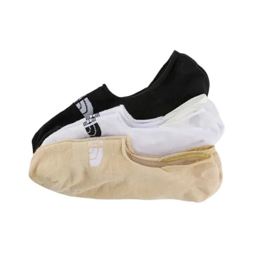 THE NORTH FACE No Show Socks Men's 3 Pack Black/White/Khaki