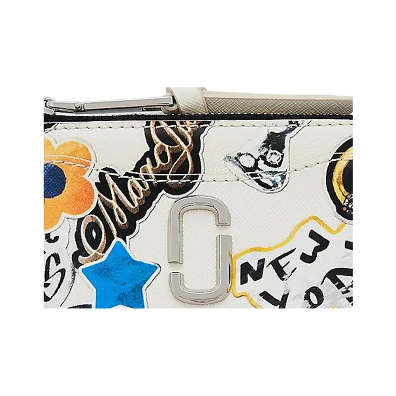 MARC JACOBS Cross Grain Leather Wallet Women's White & Multicolor-3