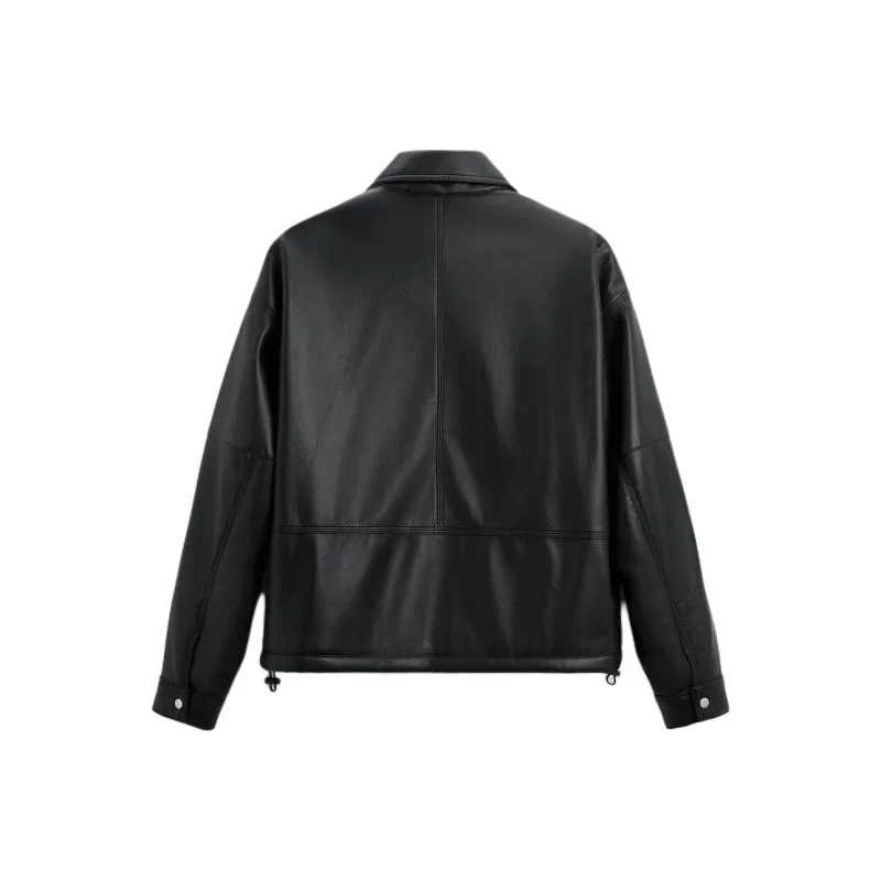 ZARA Leather Jacket Men's Black-1